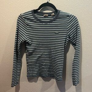 Levi’s stretchy, comfy blue and white stripes long sleeve